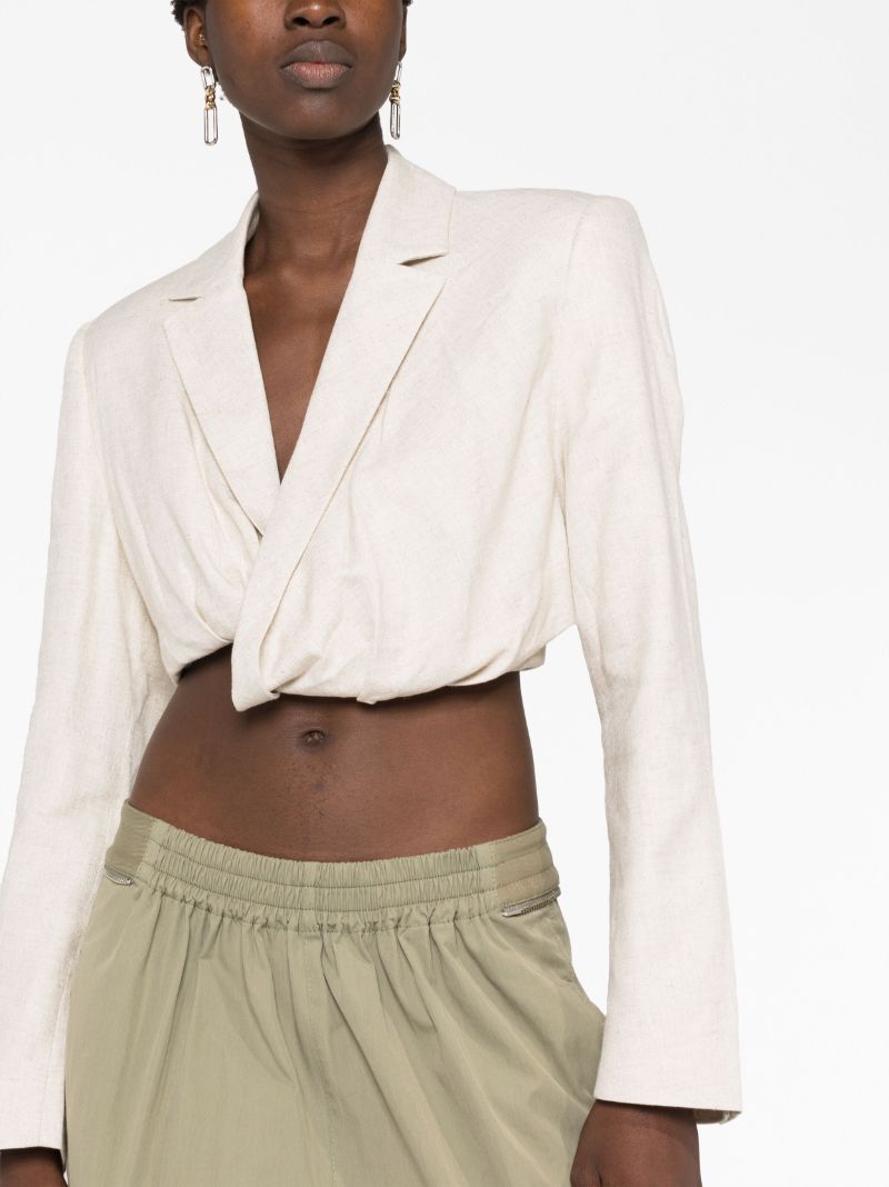 Neutral La Veste Bahia Courte Cropped Blazer