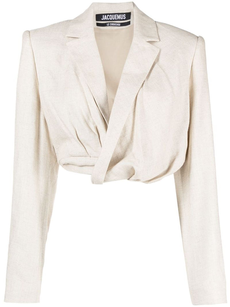 Neutral La Veste Bahia Courte Cropped Blazer