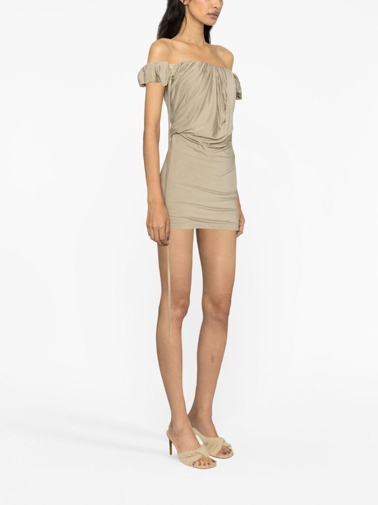 Neutral La Robe Ciceri Draped Mini Dress