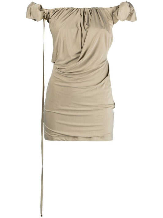 Neutral La Robe Ciceri Draped Mini Dress