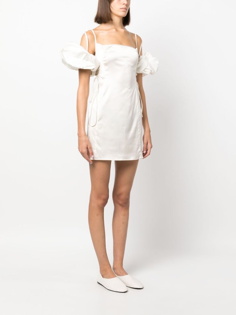 White Chouchou Puff-sleeve Mini Dress