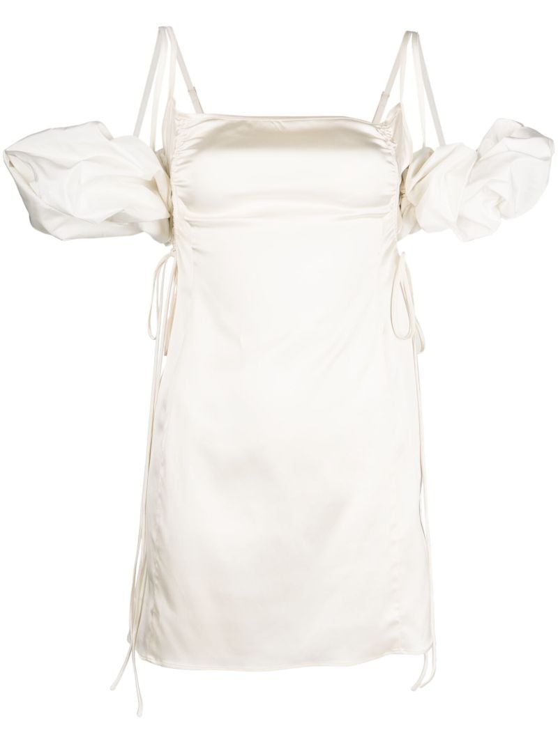 White Chouchou Puff-sleeve Mini Dress
