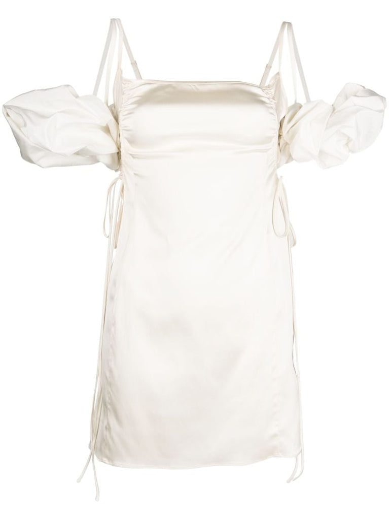 White Chouchou Puff-sleeve Mini Dress