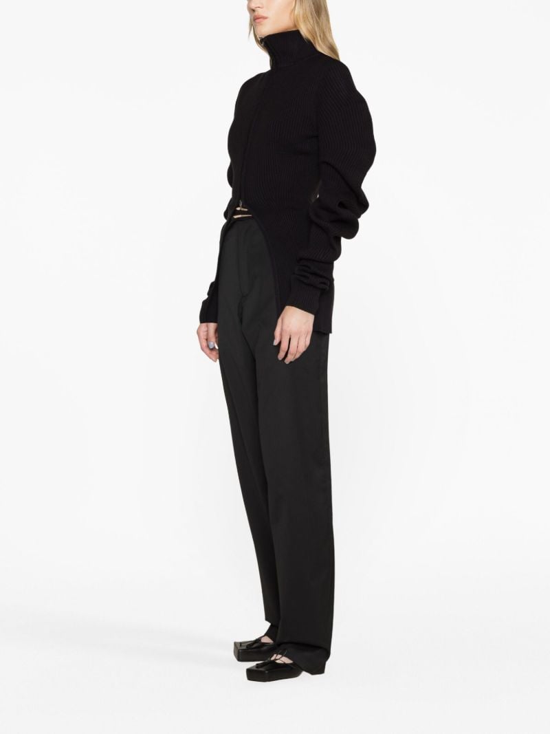 Black Volume-sleeve Knit Cardigan
