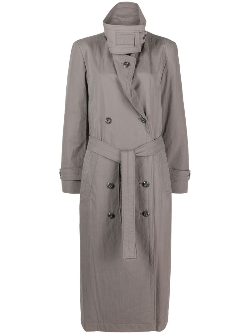 Grey Double-breasted Trench Coat