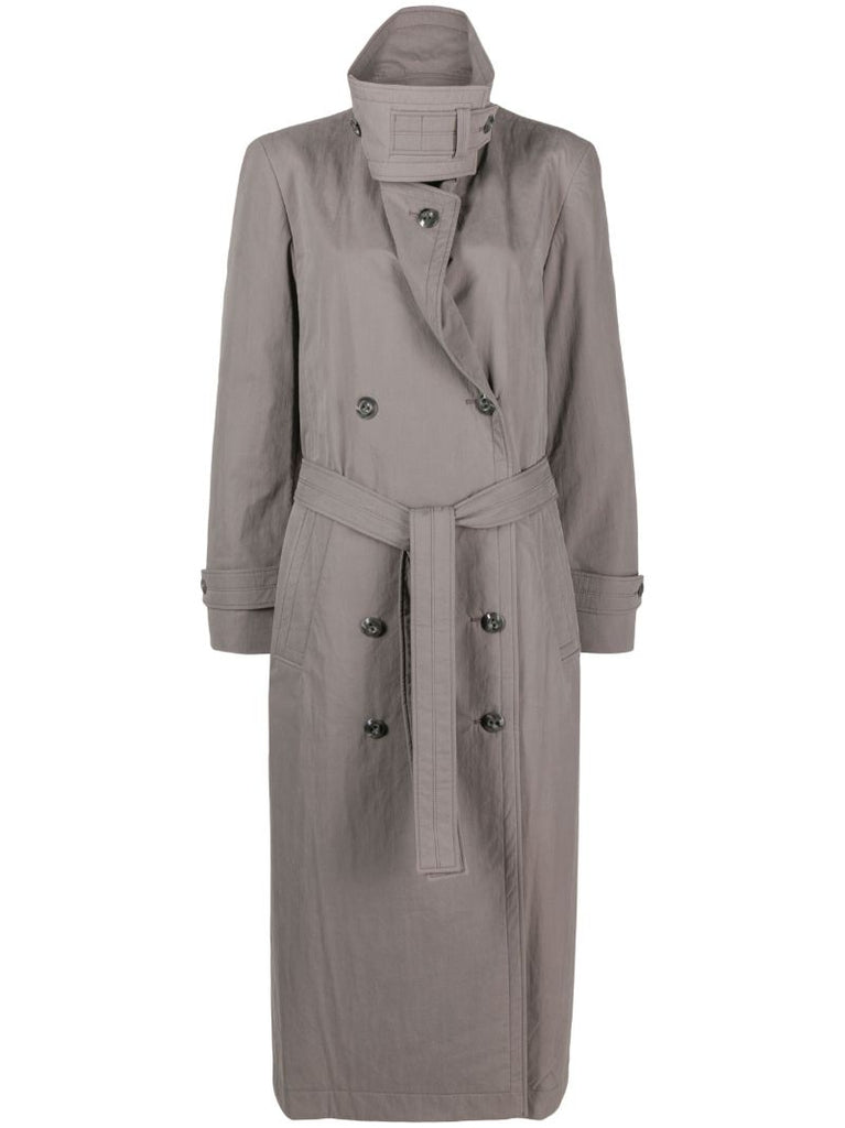 Grey Double-breasted Trench Coat