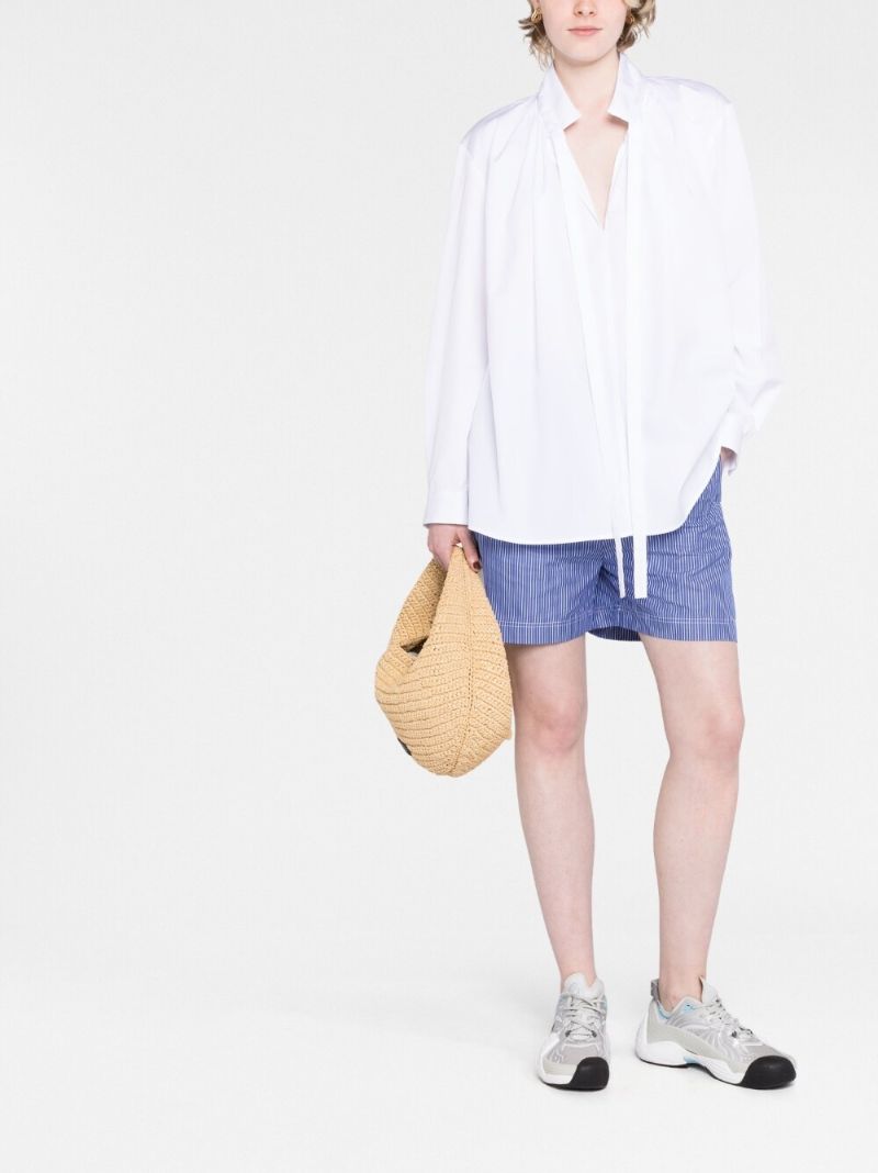 Blue Striped Cotton Shorts
