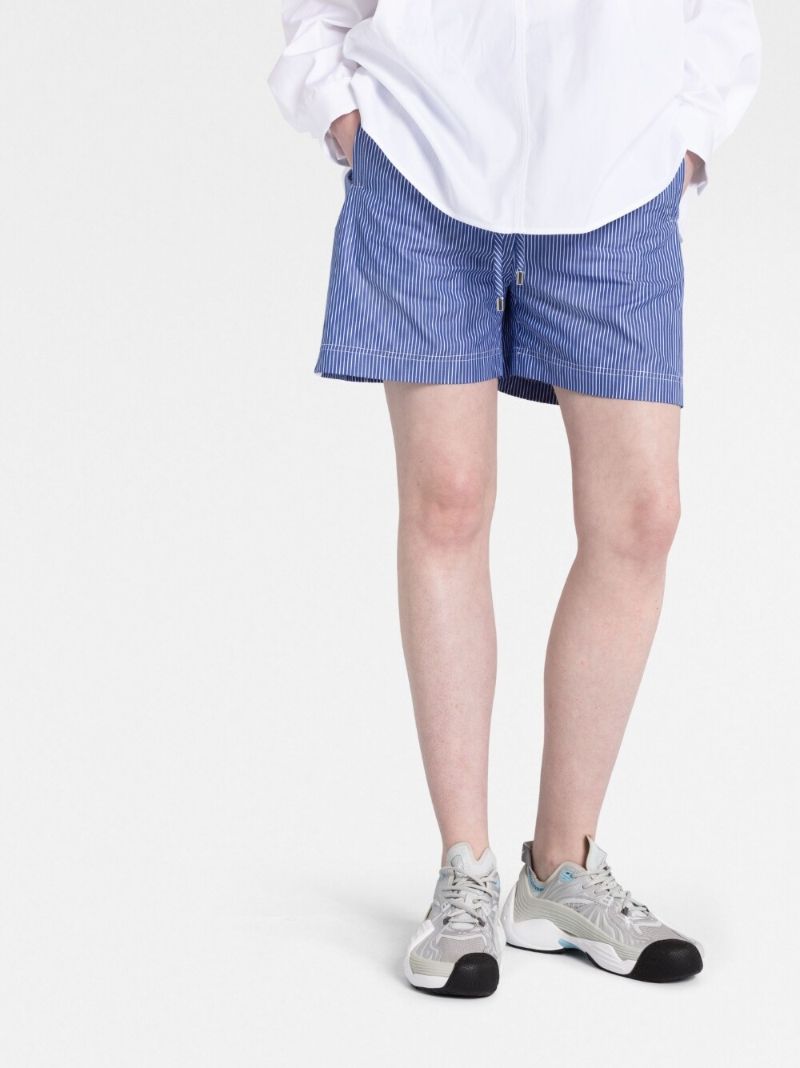 Blue Striped Cotton Shorts
