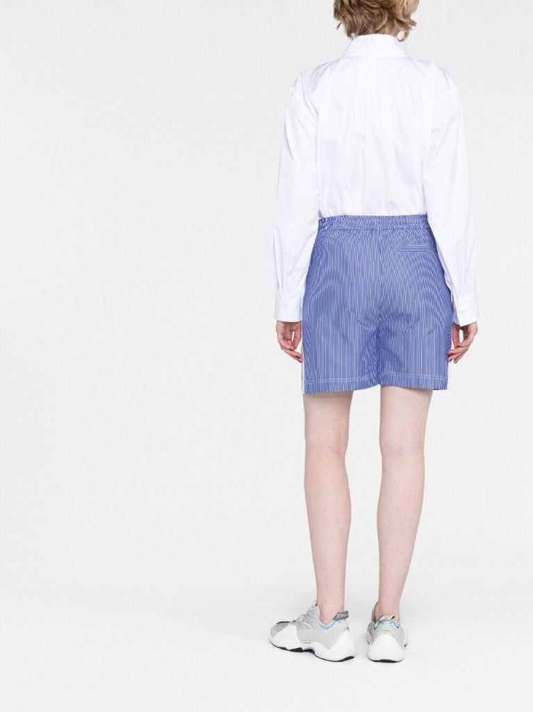 Blue Striped Cotton Shorts
