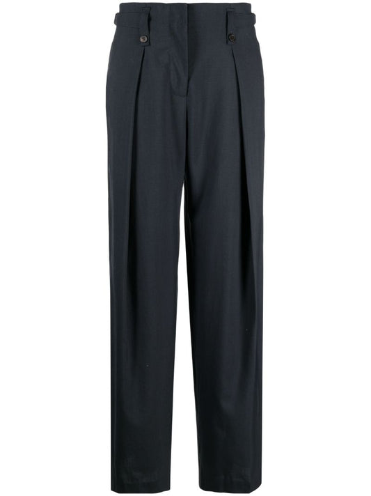 Blue Wool Tapered Trousers