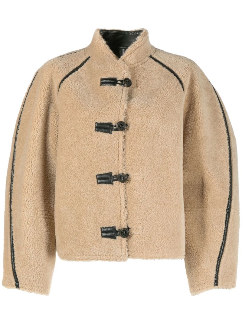 Neutral Reversible Faux-shearling Jacket