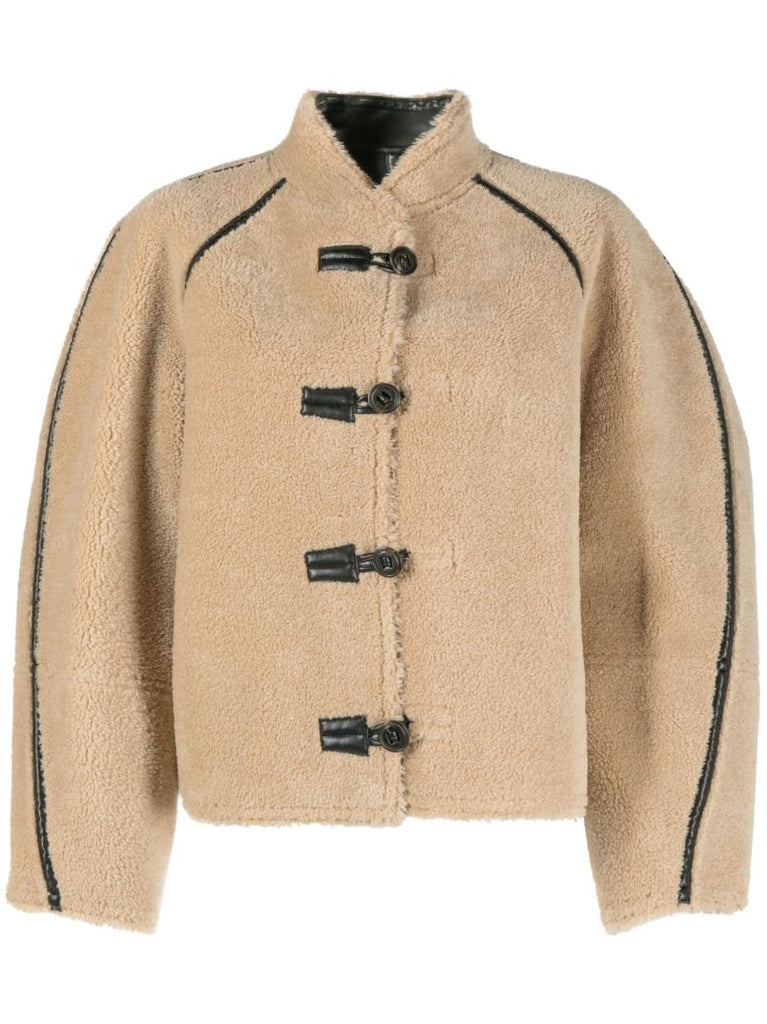 Neutral Reversible Faux-shearling Jacket