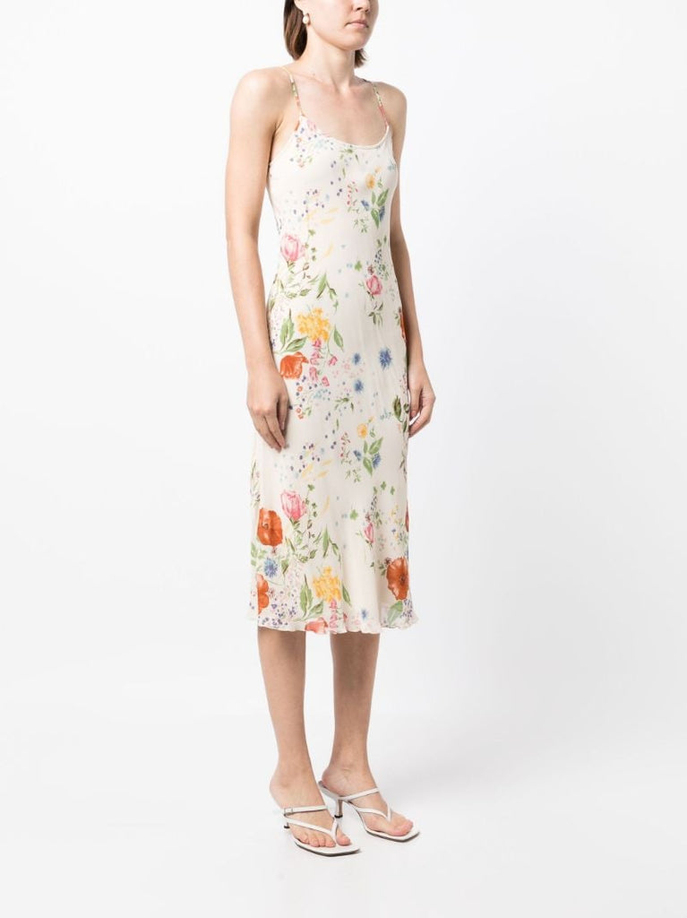Neutral Emerick Floral Print Midi Skirt