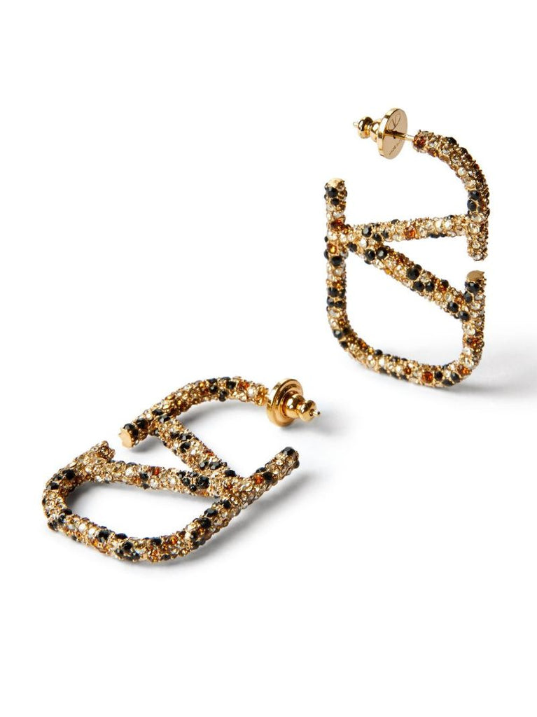 Gold-tone Vlogo Signature Animalier Drop Earrings
