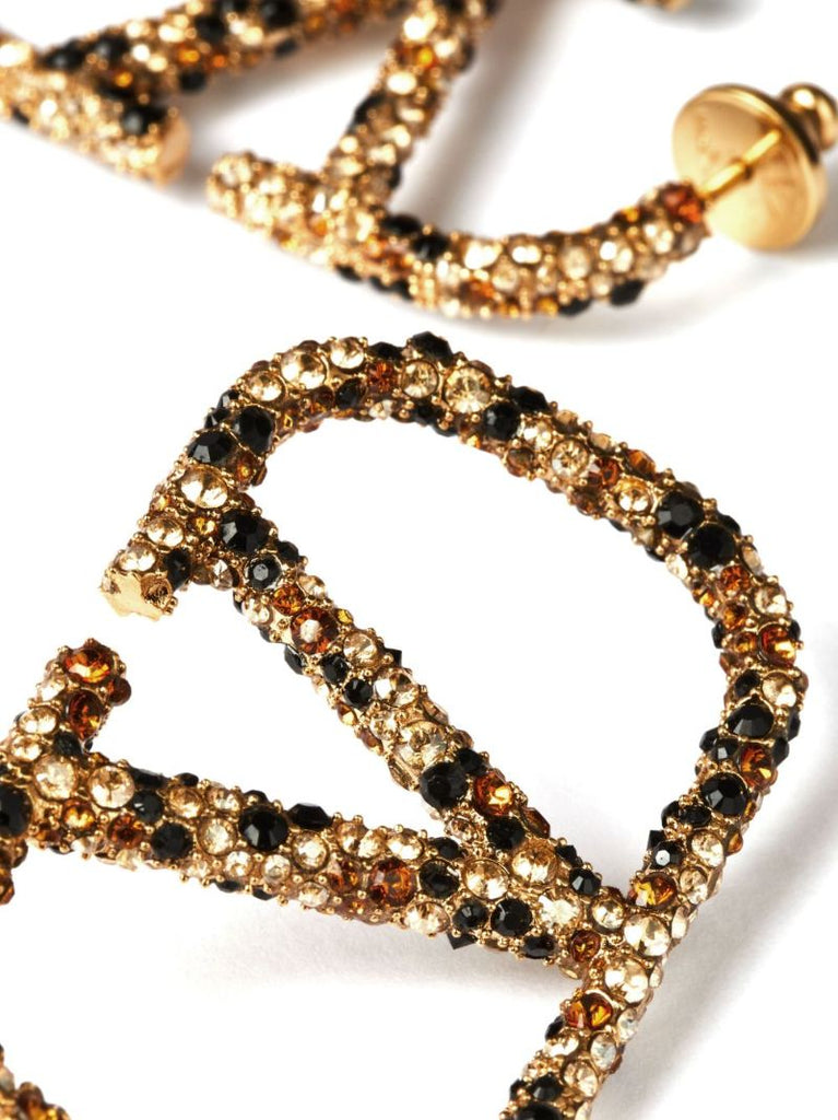 Gold-tone Vlogo Signature Animalier Drop Earrings