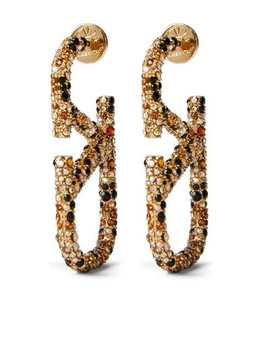 Gold-tone Vlogo Signature Animalier Drop Earrings