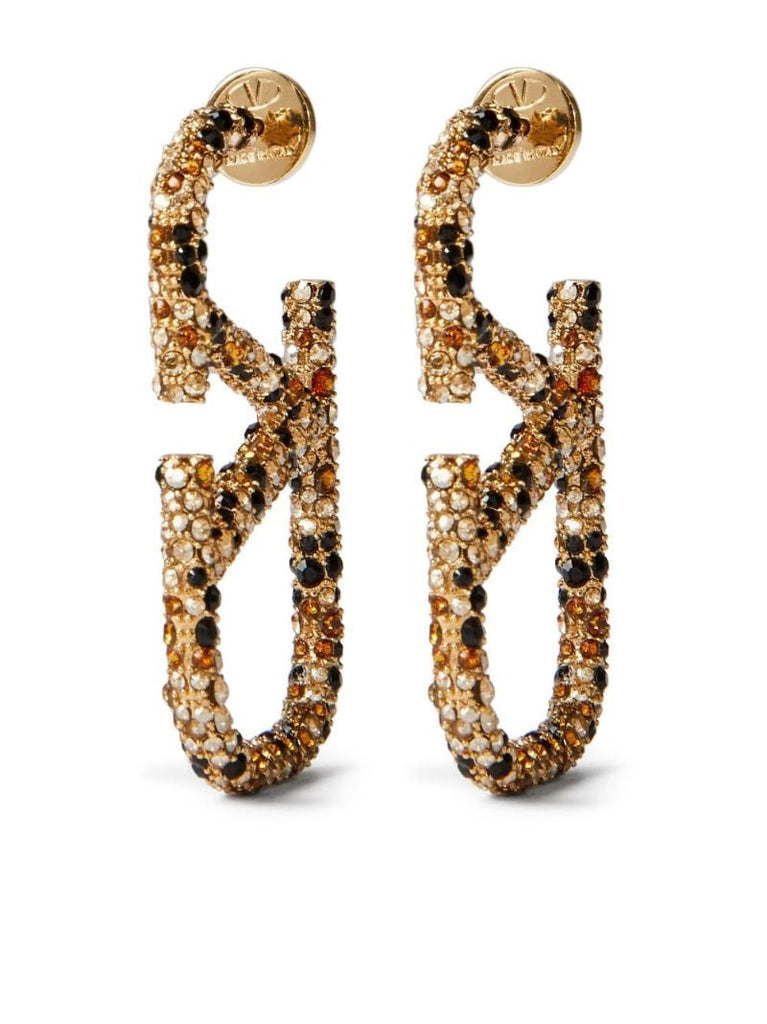 Gold-tone Vlogo Signature Animalier Drop Earrings
