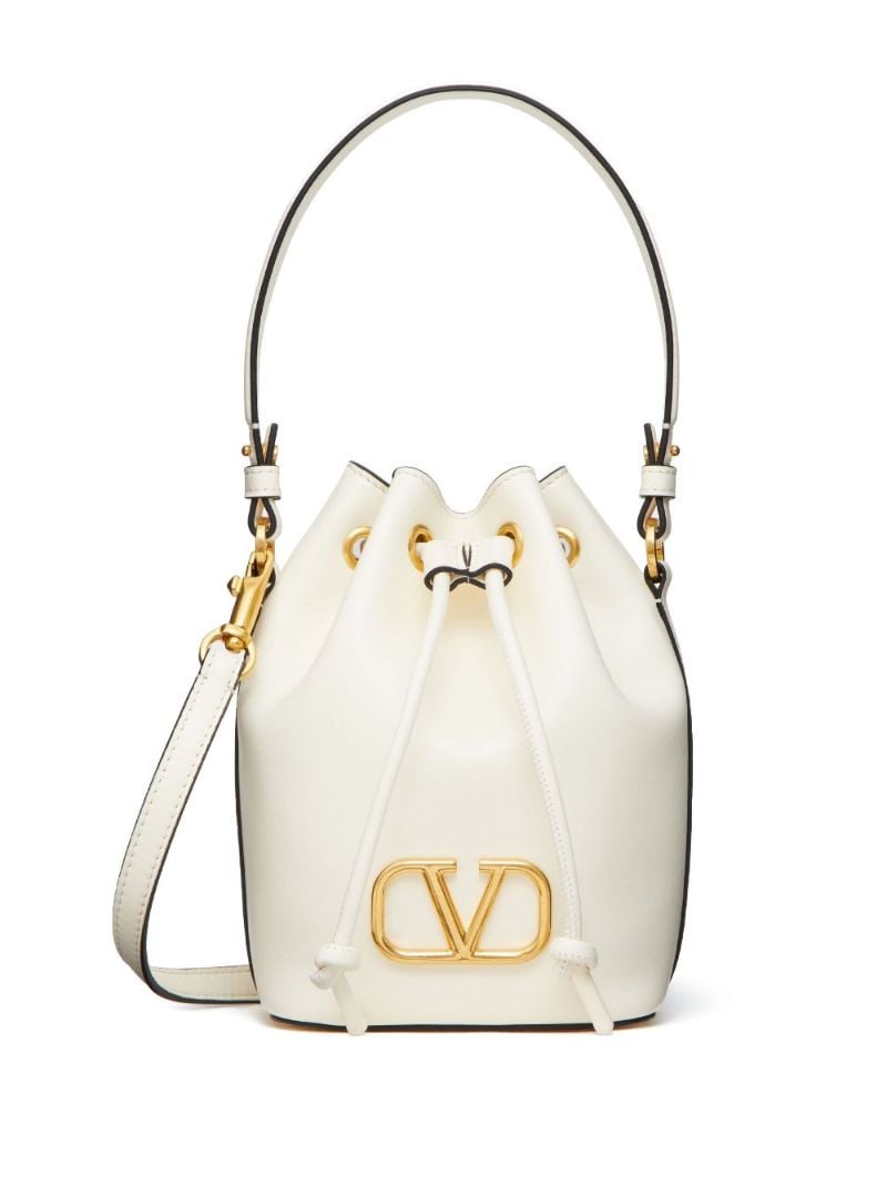 Neutral Vlogo Signature Leather Bucket Bag