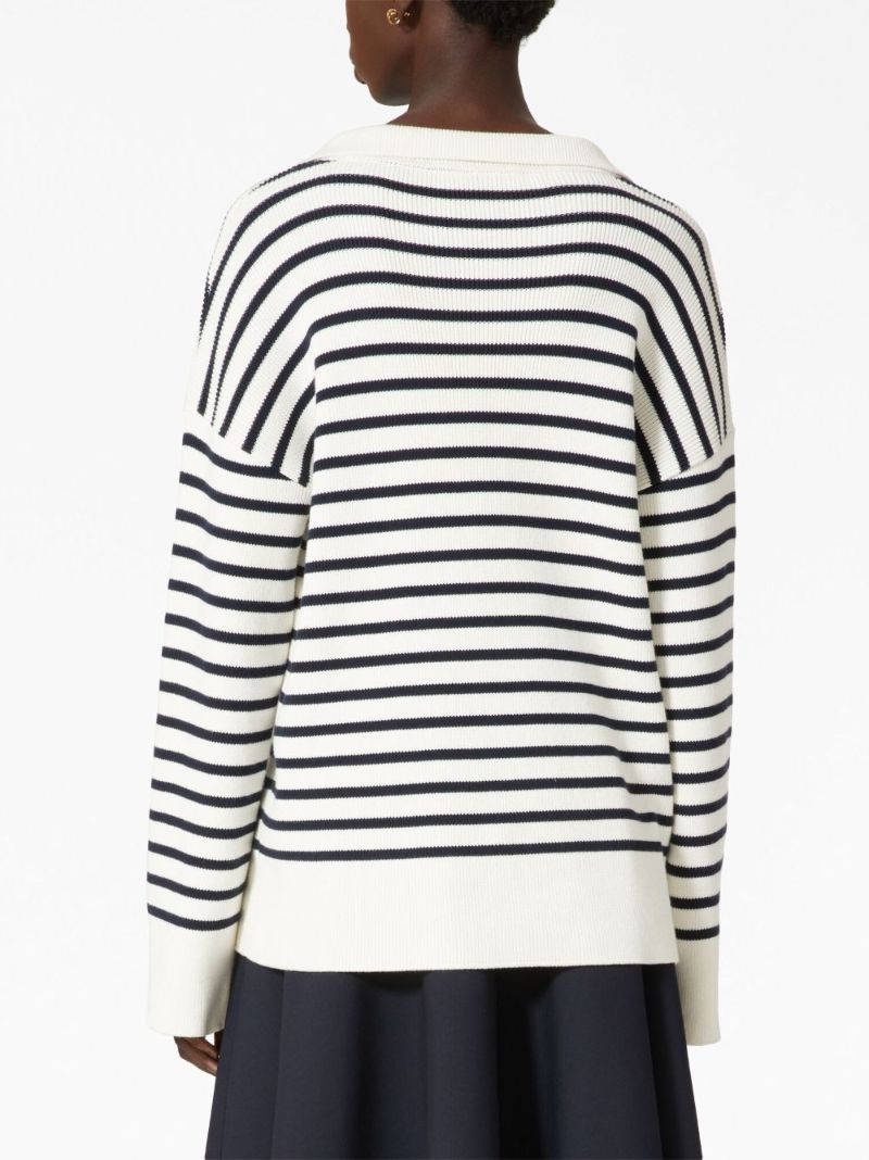 White Vgold Striped Cotton Sweater