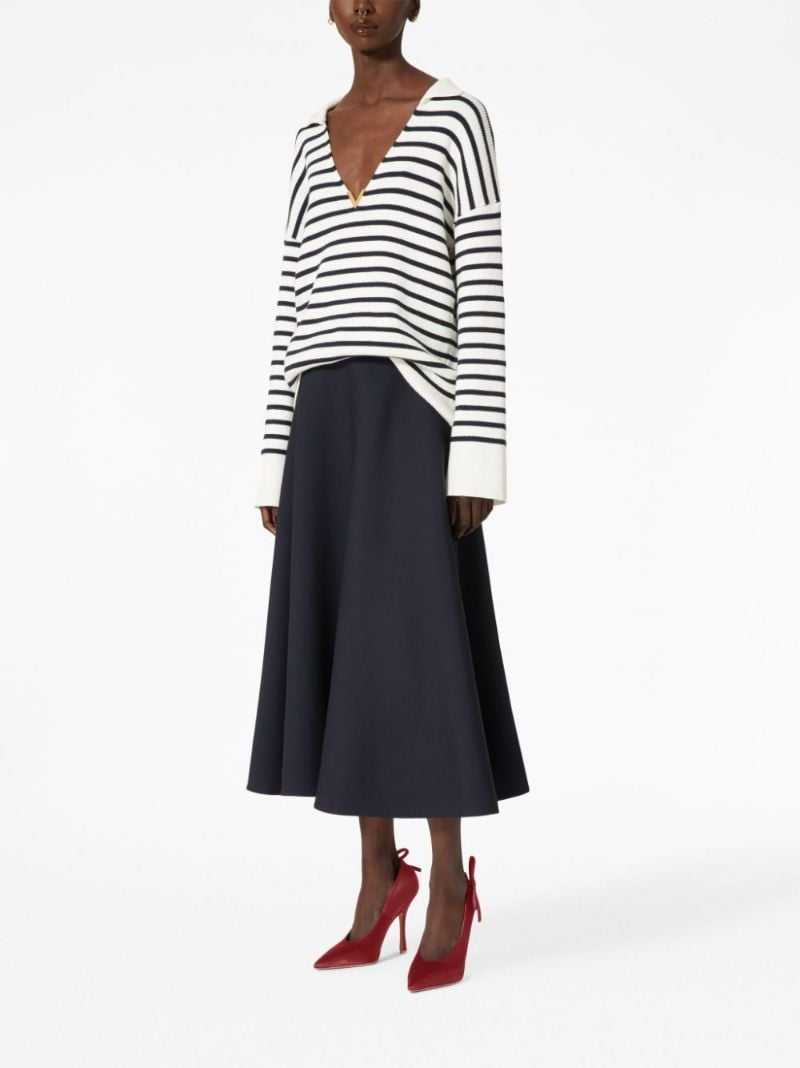White Vgold Striped Cotton Sweater