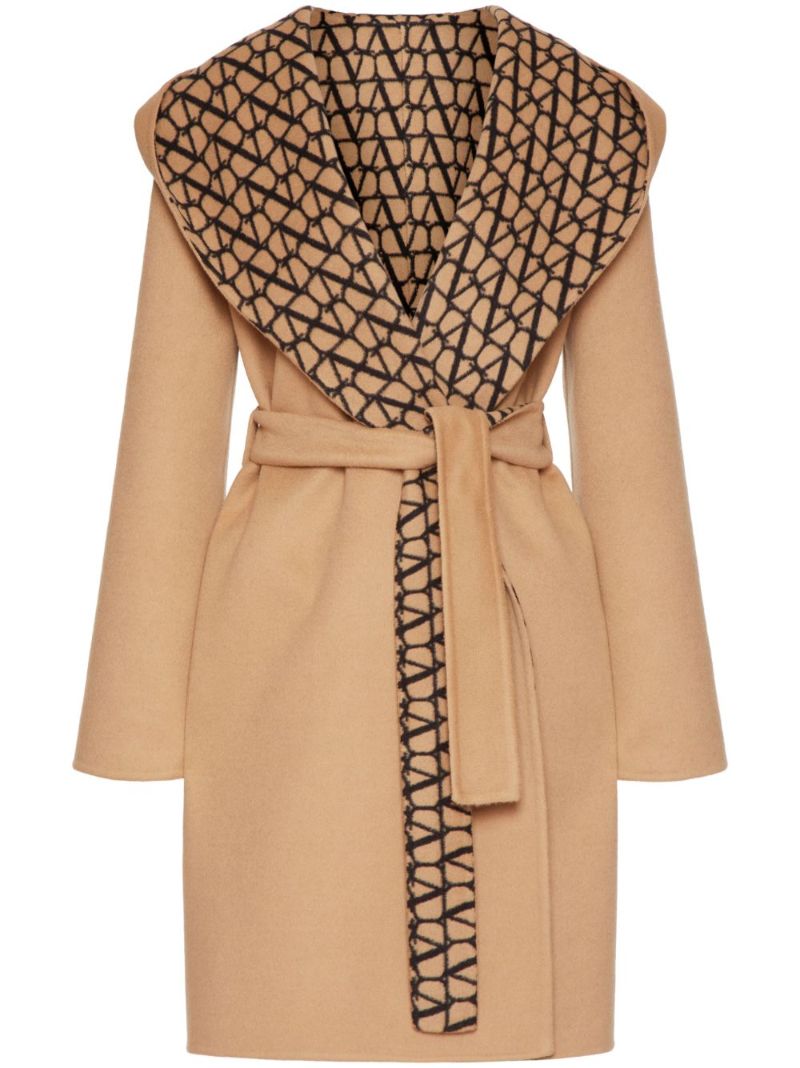 Brown Toile Iconographe Belted Wool Coat