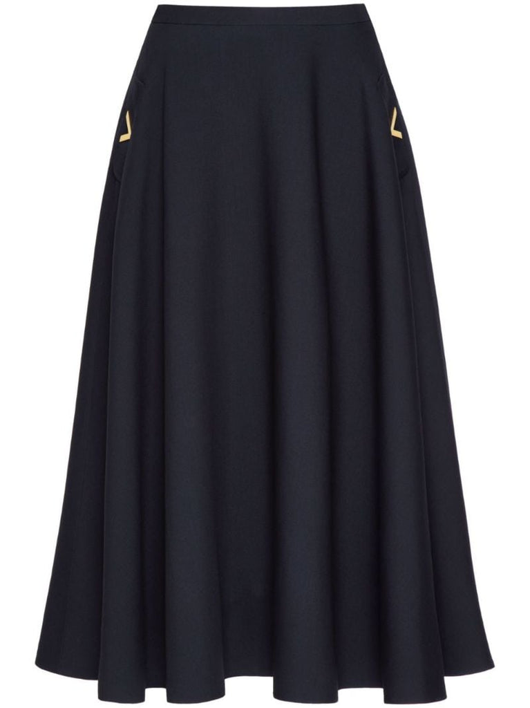 Blue Vgold Plaque Fluted Skirt
