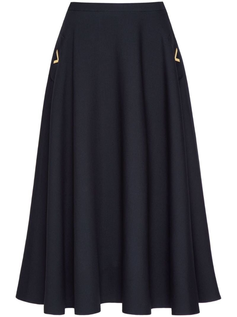 Blue Vgold Plaque Fluted Skirt