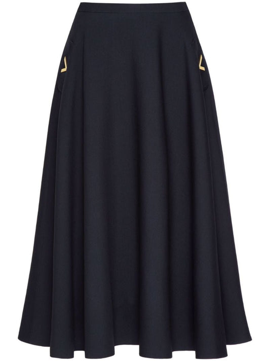 Blue Vgold Plaque Fluted Skirt