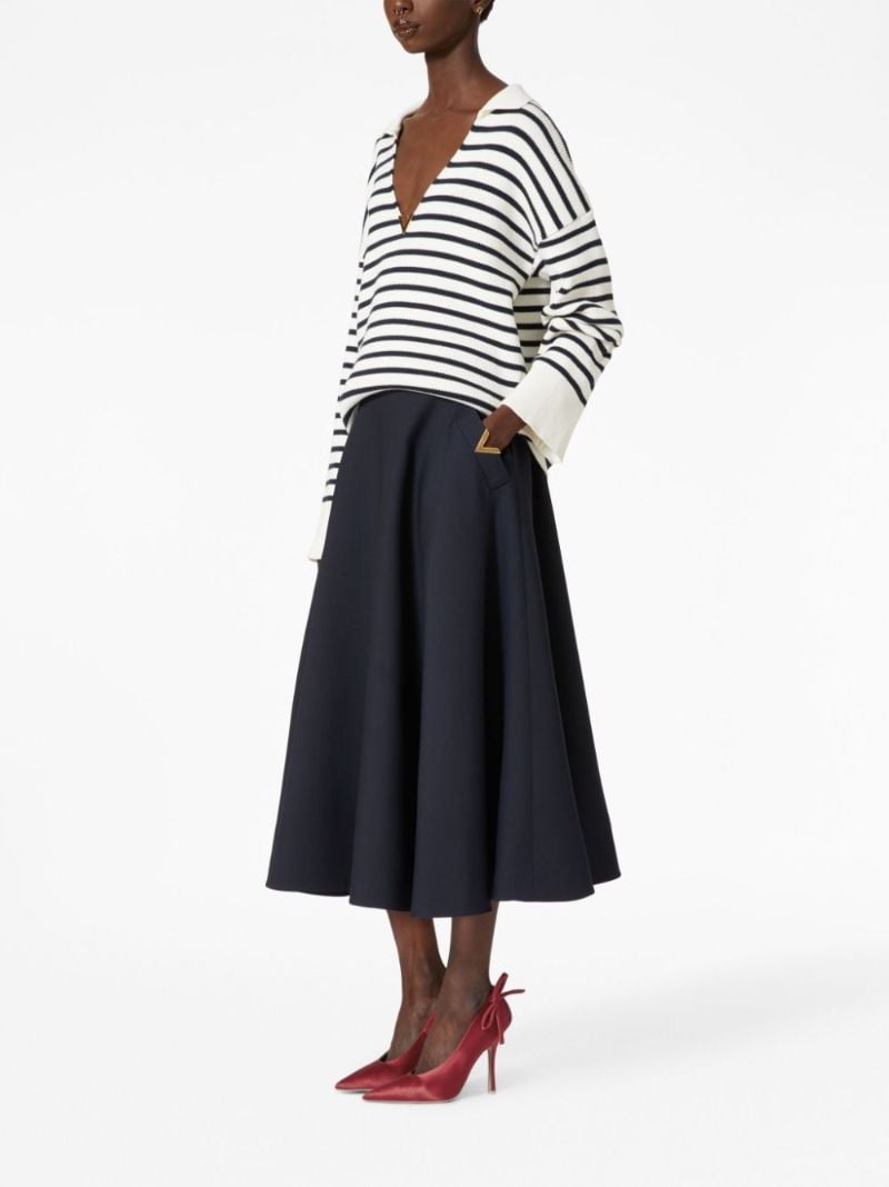Blue Vgold Plaque Fluted Skirt