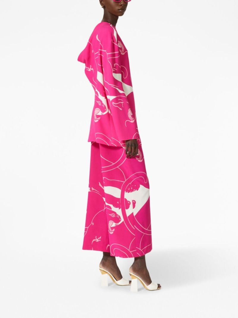 Pink Cady Panther-print Silk Blouse