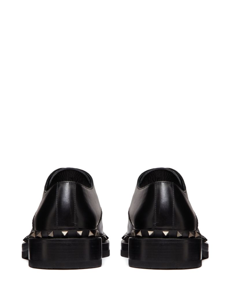 Black M-way Rockstud Leather Derby Shoes