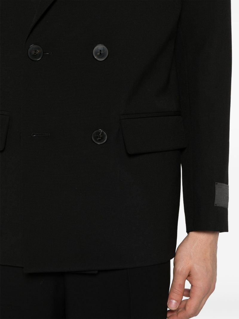 Black Double-breasted Wool Peacoat