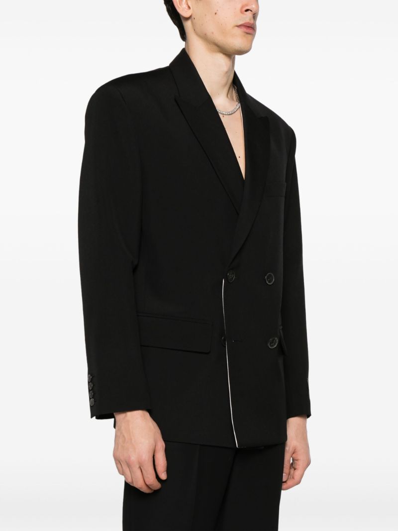 Black Double-breasted Wool Peacoat