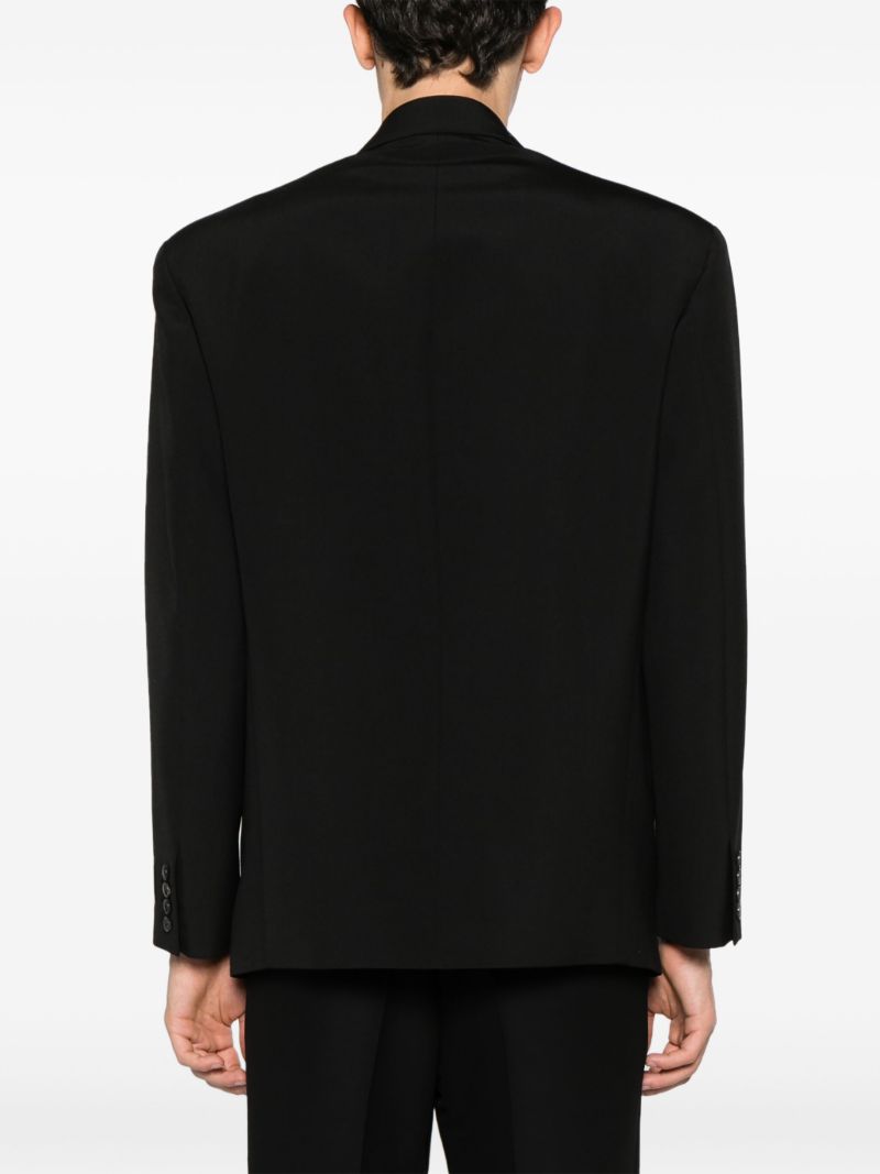 Black Double-breasted Wool Peacoat