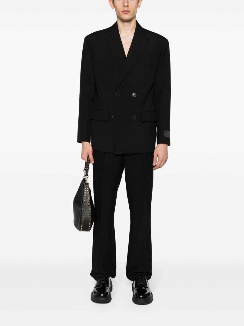 Black Double-breasted Wool Peacoat