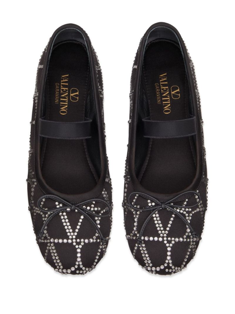 Black Toile Iconograph Crystal Ballet Shoes
