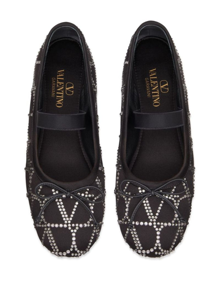 Black Toile Iconograph Crystal Ballet Shoes