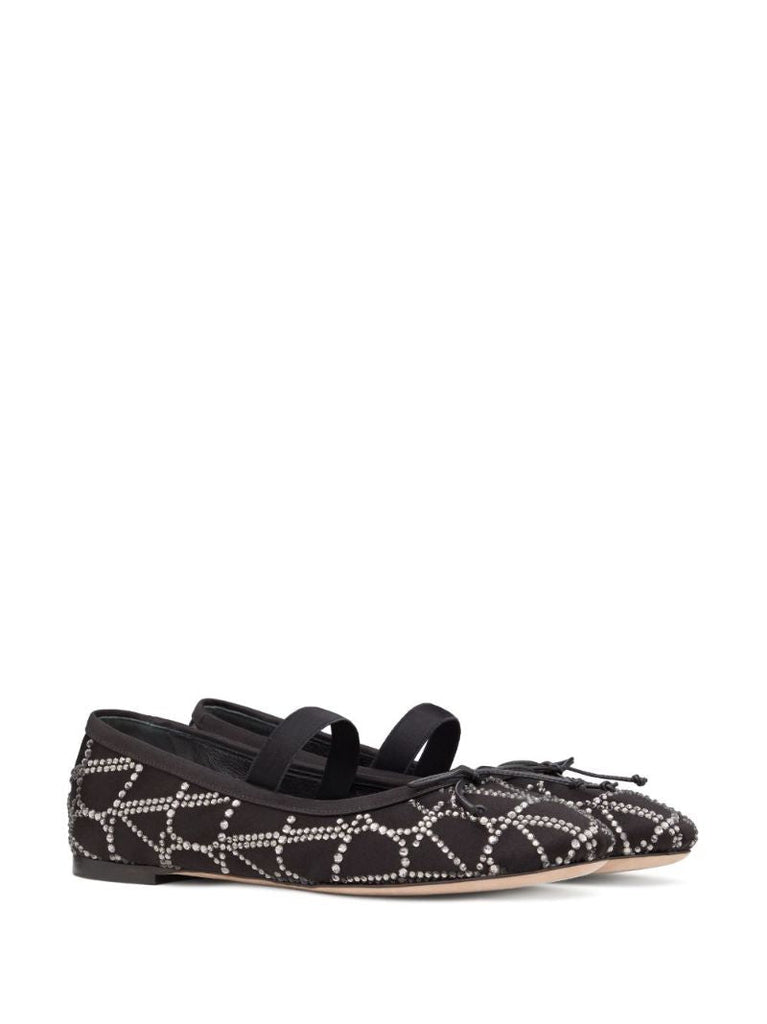 Black Toile Iconograph Crystal Ballet Shoes