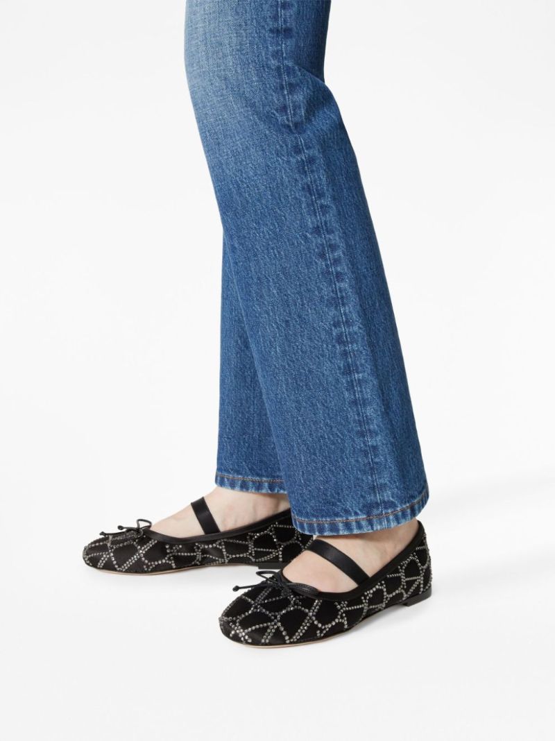 Black Toile Iconograph Crystal Ballet Shoes