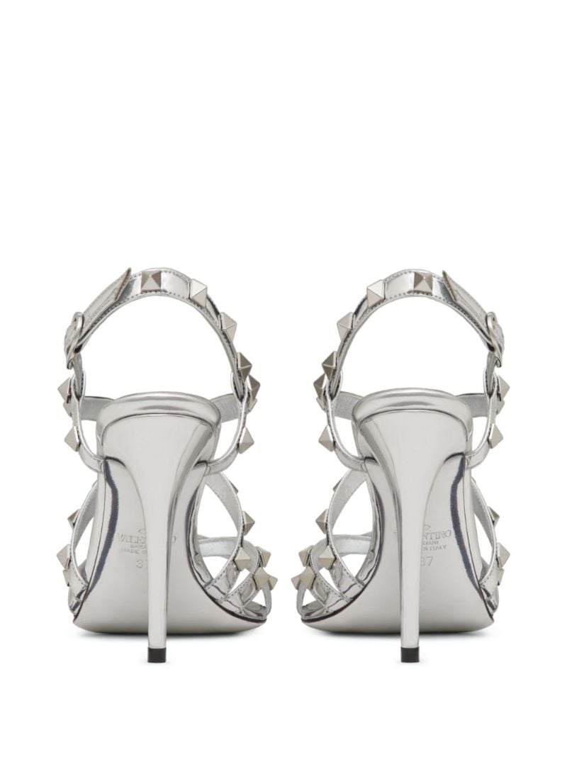 Silver-tone Rockstud 100 Leather Sandals