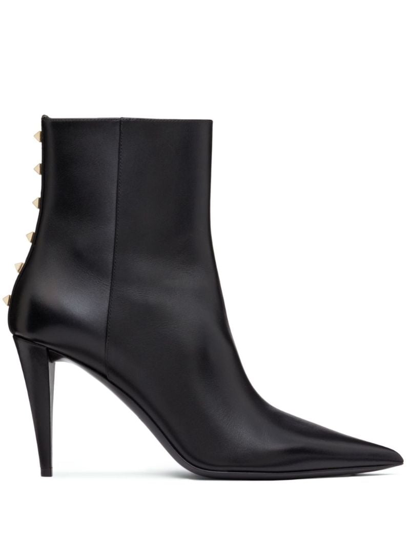Black Rockstud 90 Leather Ankle Boots