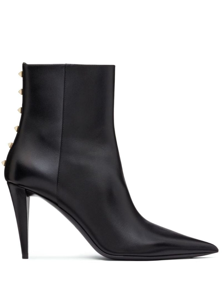 Black Rockstud 90 Leather Ankle Boots