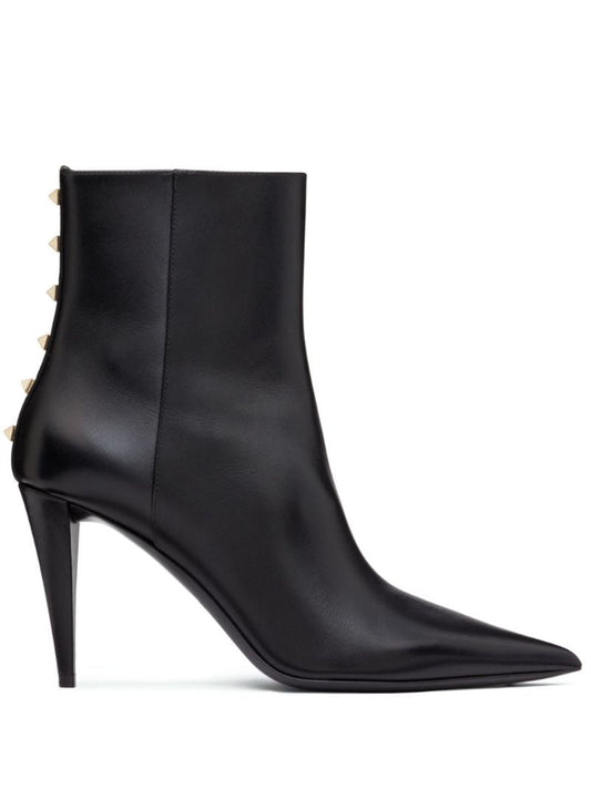Black Rockstud 90 Leather Ankle Boots