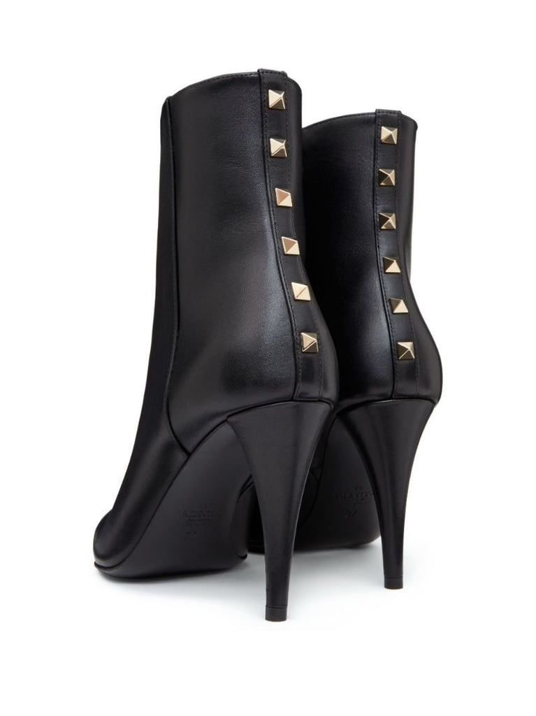 Black Rockstud 90 Leather Ankle Boots