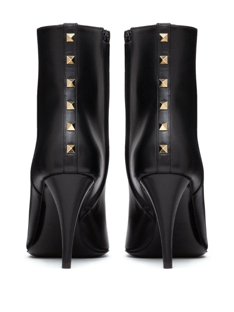 Black Rockstud 90 Leather Ankle Boots