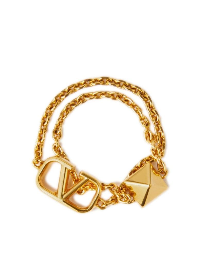 Gold-tone Vlogo Signature Ring Set