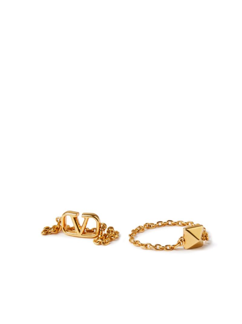 Gold-tone Vlogo Signature Ring Set
