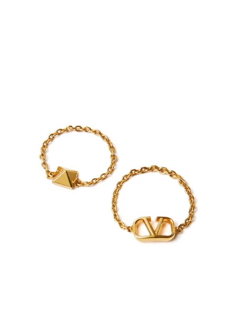 Gold-tone Vlogo Signature Ring Set