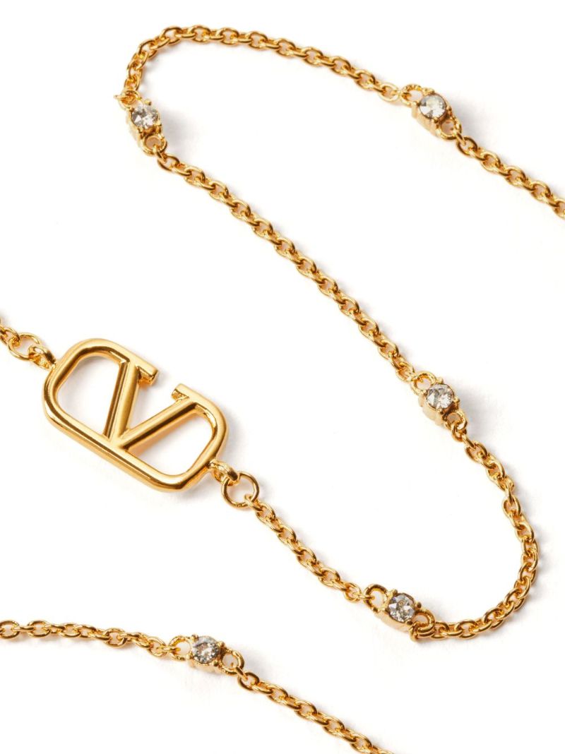 Gold-tone Mini Vlogo Signature Crystal Necklace