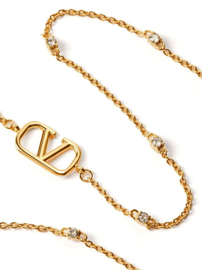 Gold-tone Mini Vlogo Signature Crystal Necklace